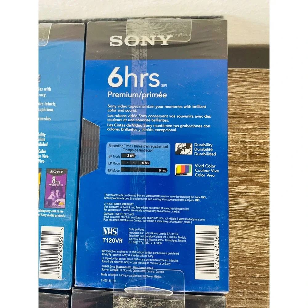 Sony Premium VHS T120 6 Hour Blank Tapes Lot 6 Sealed Recordable‎ Video